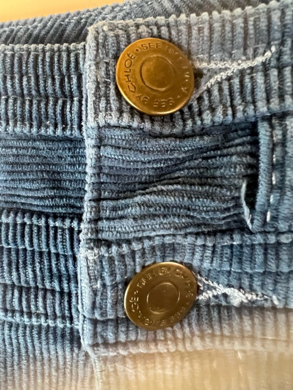 Vintage Y2K See by Chloe Mid-Rise Blue Corduroy Pants Sz 27 - Picture 5 of 10